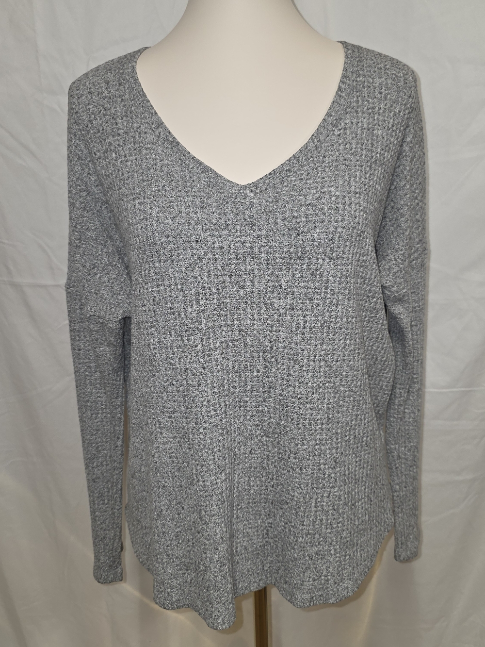 Women's V-Neck Grey Knit Sweater